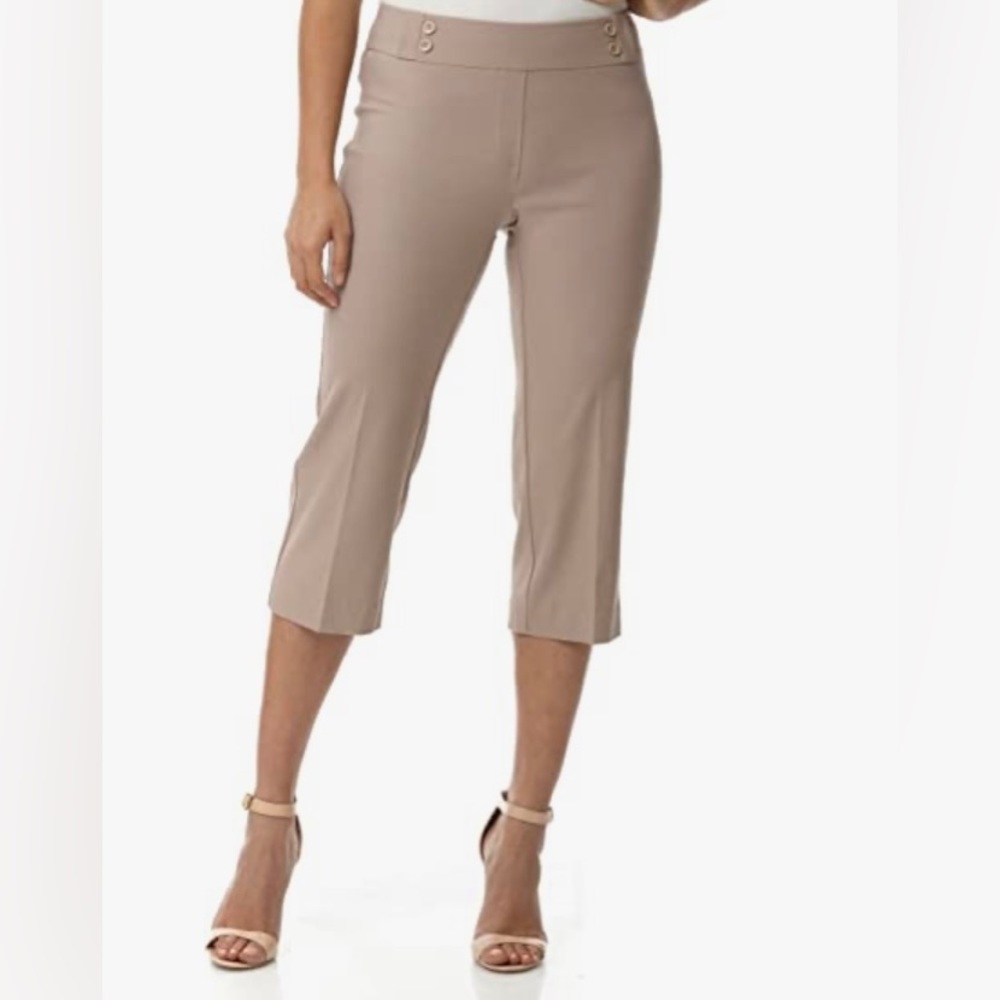Pull on Capri pants with side buttons, size 12